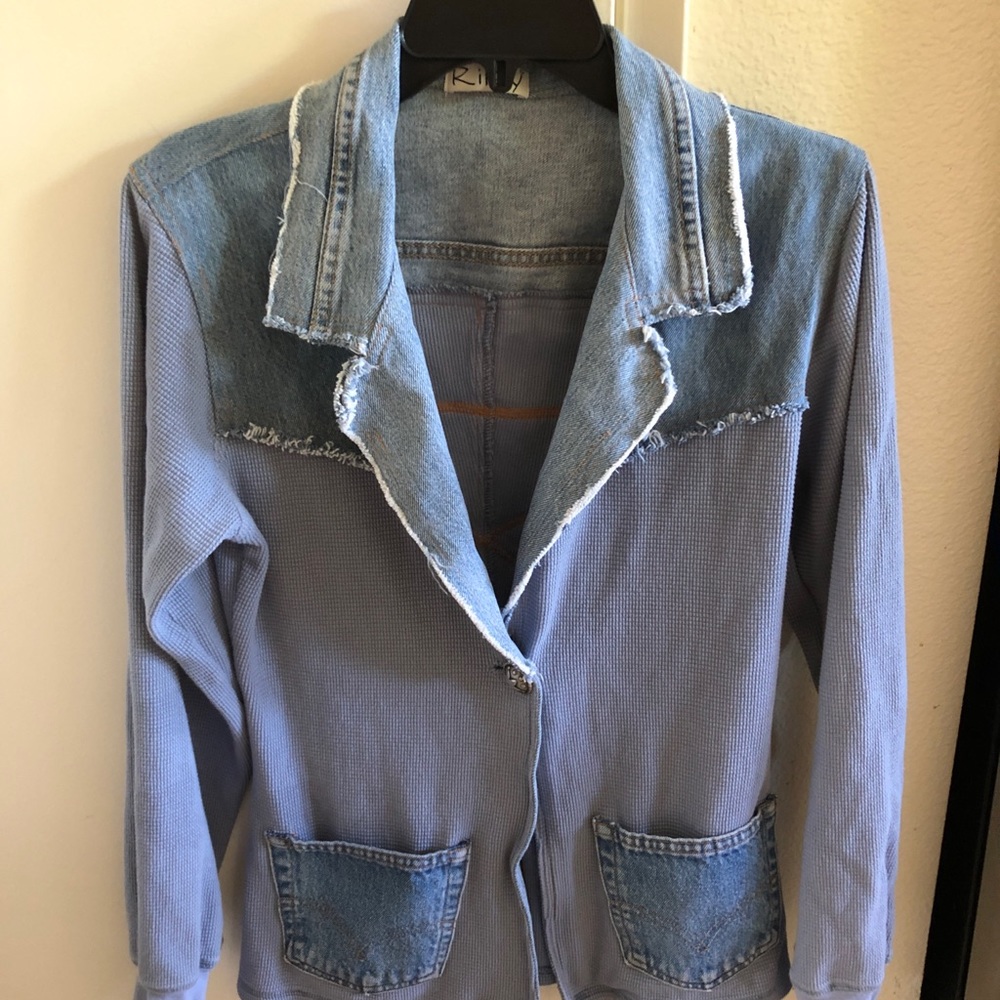 Riley denim and knit blazer